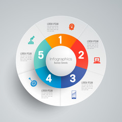 Infographics design vector and business icons with 5 options.
