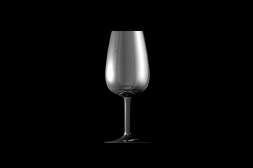 3D illustration of port wine glass isolated on black side view - drinking glass render