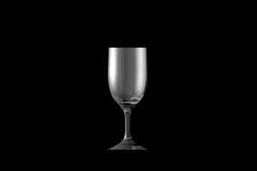 3D illustration of sour cocktail glass isolated on black side view - drinking glass render