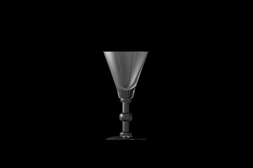 3D illustration of liqueur or vermouth glass isolated on black side view - drinking glass render