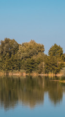 Fototapeta na wymiar Smartphone HD wallpaper of beautiful reflections near Plattling - Isar - Bavaria - Germany