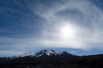 snowy mountains and clouds