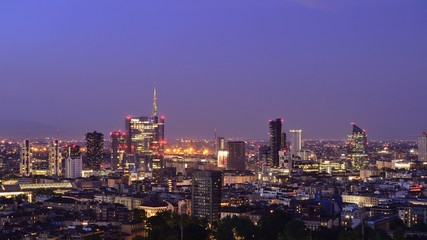 Milan skyline at night