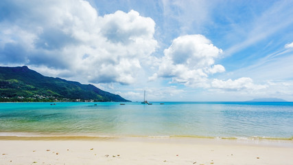 Catamaran on seychelles beach