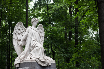 The tombstone of the 19th century-a grieving angel at the German cemetery reminds us of eternity.