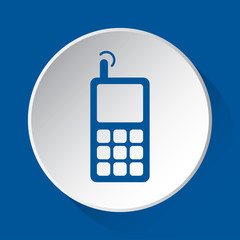 old mobile phone - blue icon on white button