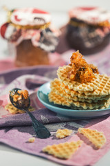 crispy waffles with honeycomb