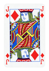 Jack of Diamonds playing card isolated on white (clipping path included)