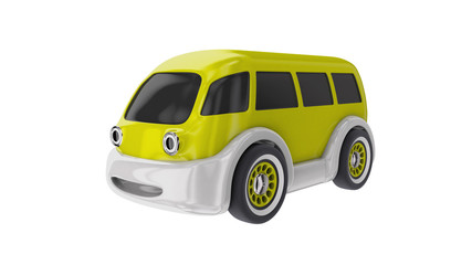 Toy bus yellow. 3D render