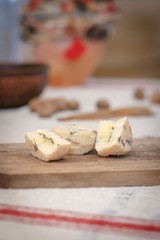 Fototapeta na wymiar cheese, sliced, crumbly, cow cheese, sheep cheese