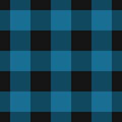 seamless black, dark and bright blue tartan