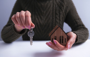 businesswoman residential building key