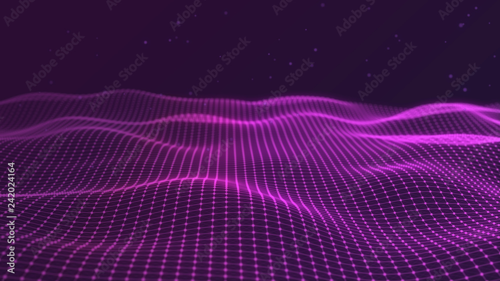 Poster 3d abstract digital technology background. futuristic sci-fi user interface concept with gradient do