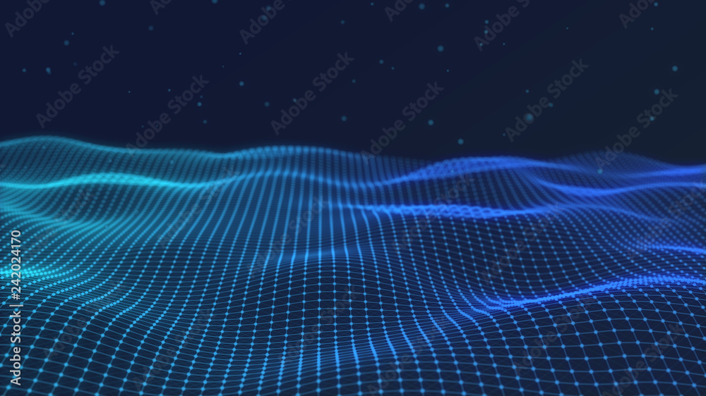 Poster 3d abstract digital technology background. futuristic sci-fi user interface concept with gradient do