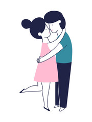 Cute funny young couple in love greeting card Valentine's Day