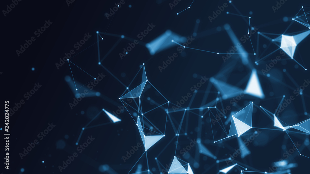 Poster 3d abstract digital technology background. futuristic sci-fi user interface concept with gradient do