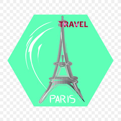 Paris travel label for design and print