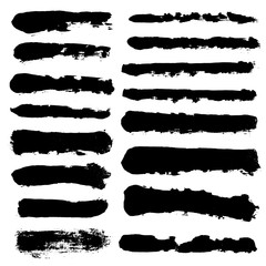 Brush strokes set vector painted isolated objects