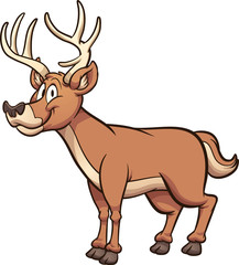 Happy cartoon male deer. Vector clip art illustration with simple gradients. All in a single layer.