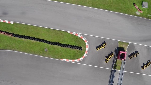 Aerial view of go kart course outdoor in summer 