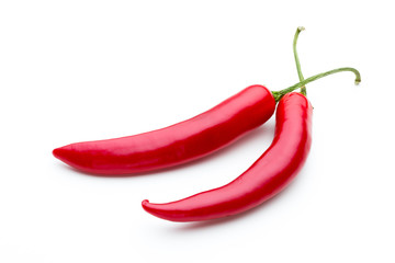 Red chilli pepper isolated on a white background.