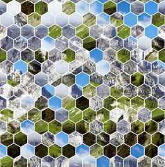 Geometric seamless pattern with image of the mountains.