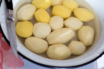 Raw peeled potatoes in Minsk