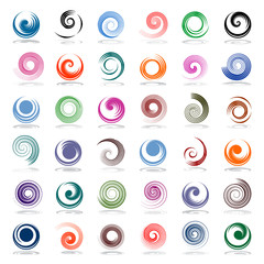 Spiral design elements. Abstract color icons set.