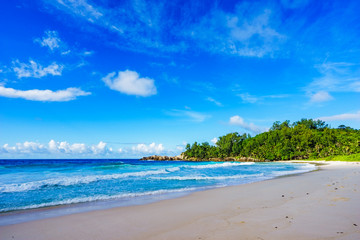 Fototapeta na wymiar beautiful paradise beach at the police bay, seychelles 4
