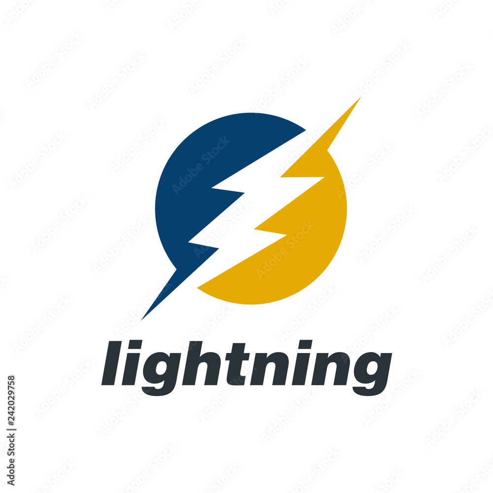 Fototapete lightning flash, electric power vector logo design element. energy and thunder electricity symbol co