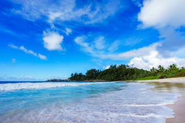 beautiful paradise beach at the police bay, seychelles 14