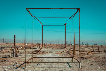 metal sculpture on a beach