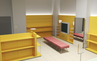 shop, mall, shopping mall, interior visualization, 3D illustration