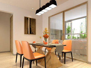 3d render of modern home dining room