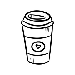 Coffee cup hand drawn image. Sticker doodle