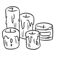 Hand drawn candles sketch isolated sticker doodles