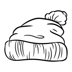 Hand drawn cozy hipster cap outline icon sketch