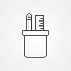 Pencil holder vector icon sign symbol