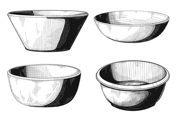 Set of bowls. Bowl isolated on white background. Vector