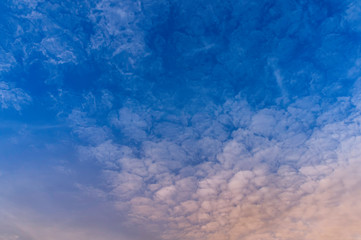 Sky Blue with beautiful clouds in the evening with golden light.