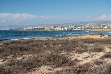 Fototapeta premium The beach and bay near Paphos in Cyprus