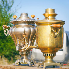 Obraz na płótnie Canvas Samovar. Traditional national teapot for tea on the table