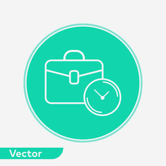 Obraz premium Briefcase with clock vector icon sign symbol