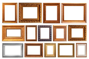 Vintage frames, pictures isolated.