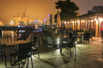 Christmas decoration illuminating the marina in Koper