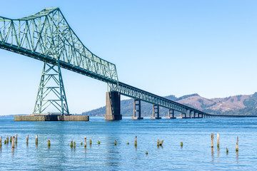 The Astoria-Megler Bridge between Washington State and Oregon in the United States