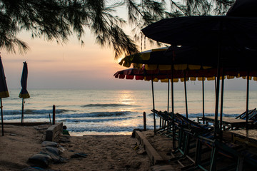 wooden pier at sunset