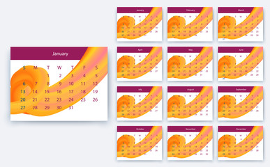 simple calendar 2019 yesr, Stock vector design eps10.