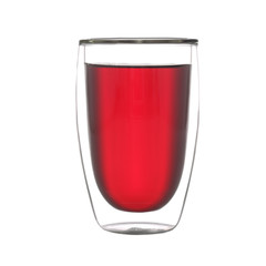 Glass with red juice isolated on white