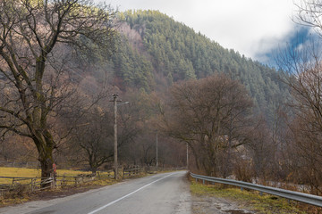 Fototapeta premium rural landscape Romania, morning cloudy weather in the mountains